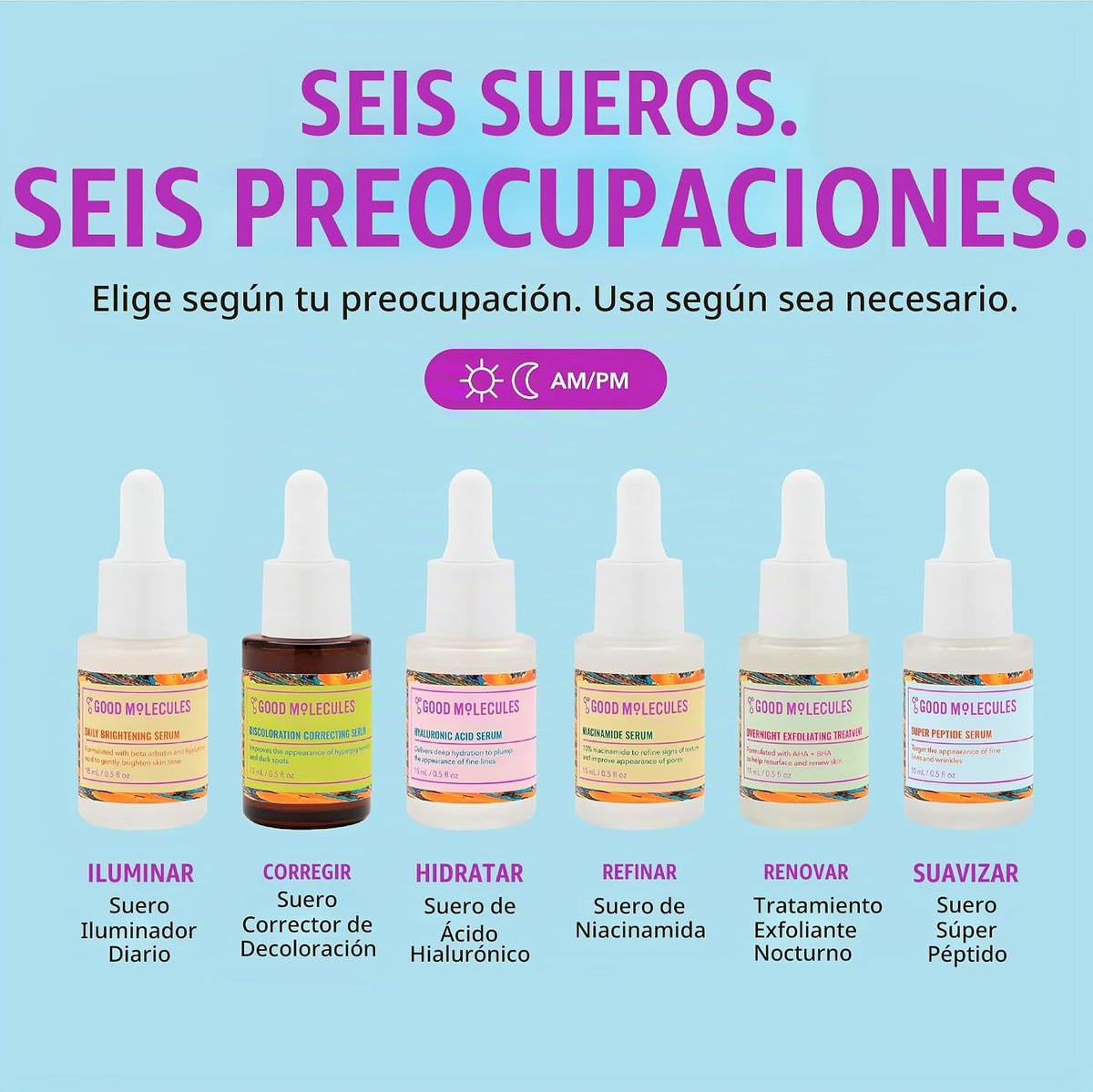 Good Molecules The Super Serums Discovery Set - 6 mini sueros (0.5...