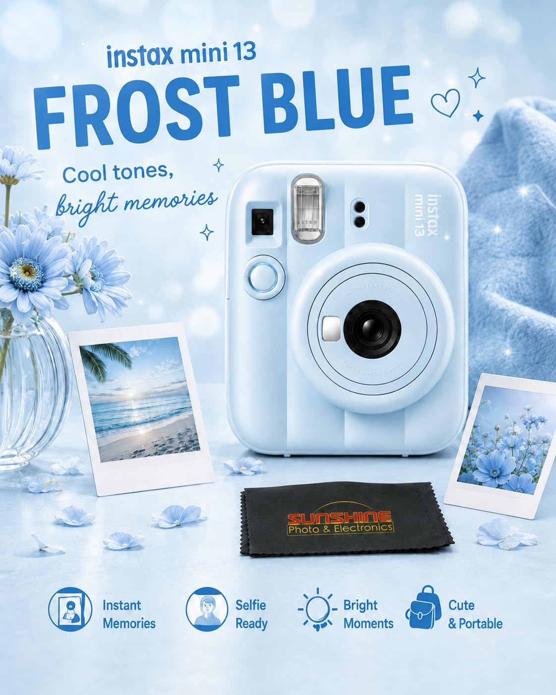 Fujifilm Cámara instantánea Instax Mini 13 Frost Blue + paquete de...