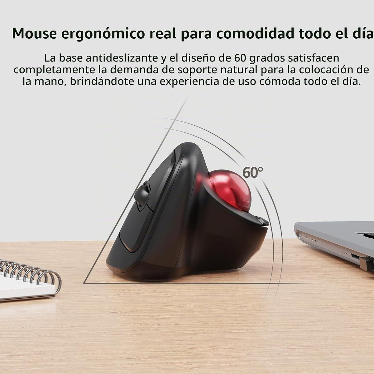 MicroPack Ratón inalámbrico ergonómico con Trackball y 5 DPI ajusta...