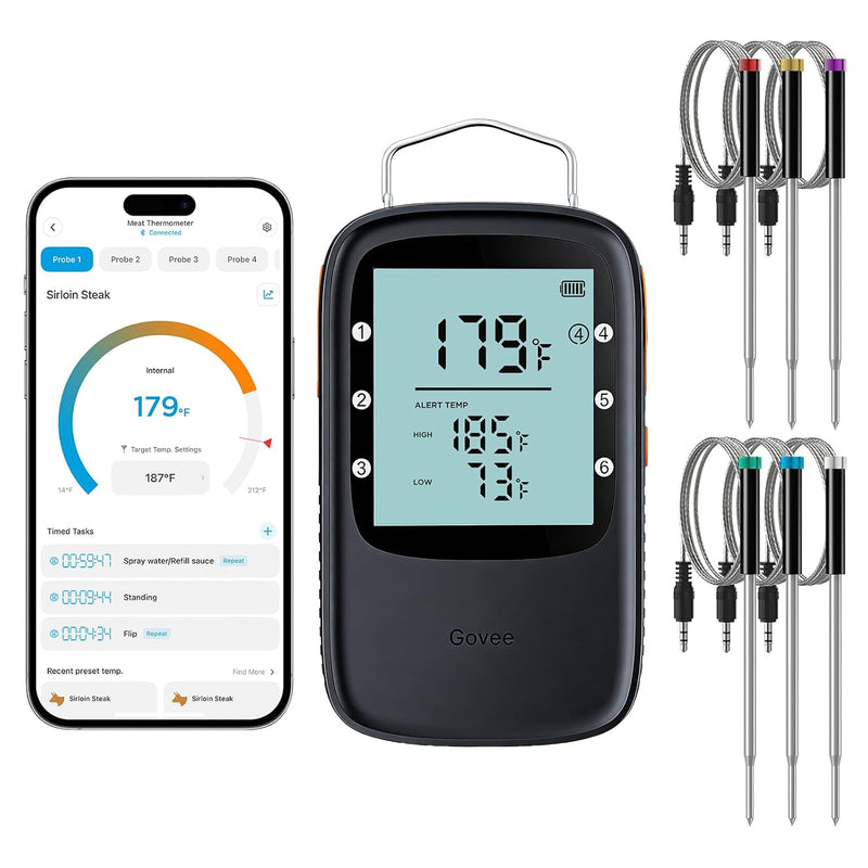 Termómetro digital para carne Govee Bluetooth con temporizador de a...