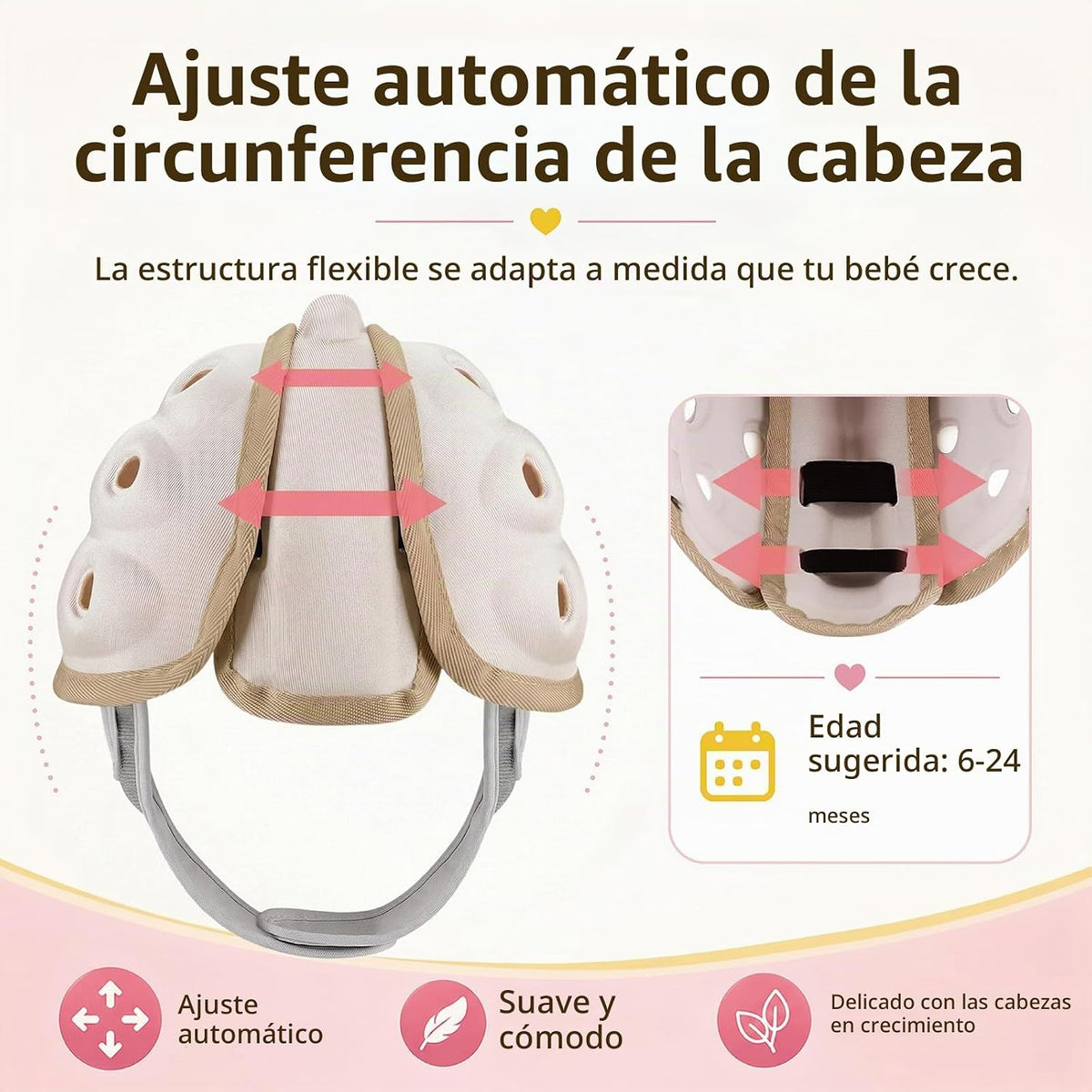 Buoydas Casco protector de cabeza de bebé, protector de cabeza de b...