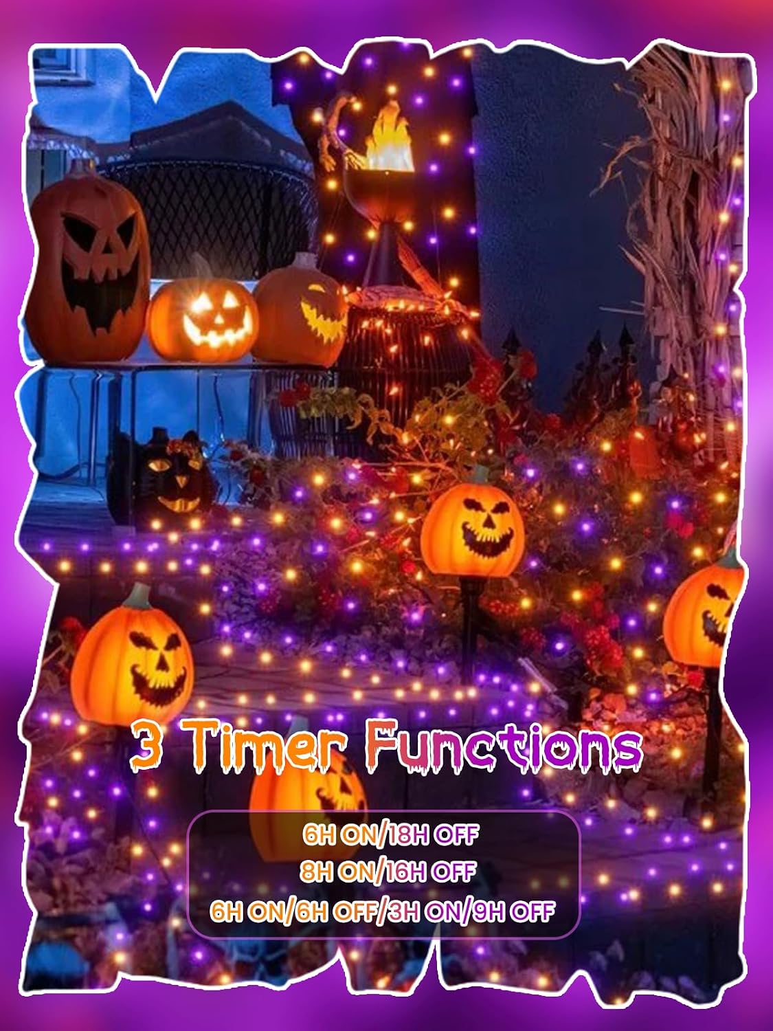 Guirnalda de luces de Halloween para exteriores, 25 pies, 500 luces...