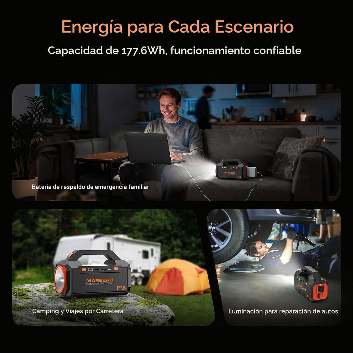 MARBERO Estación de energía portátil de 150 W, 177.6 Wh, generador...