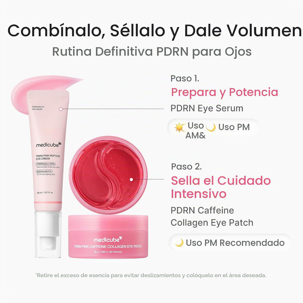 medicube Eye Patch PDRN Caffeine Collagen - Parches de gel reafirma...