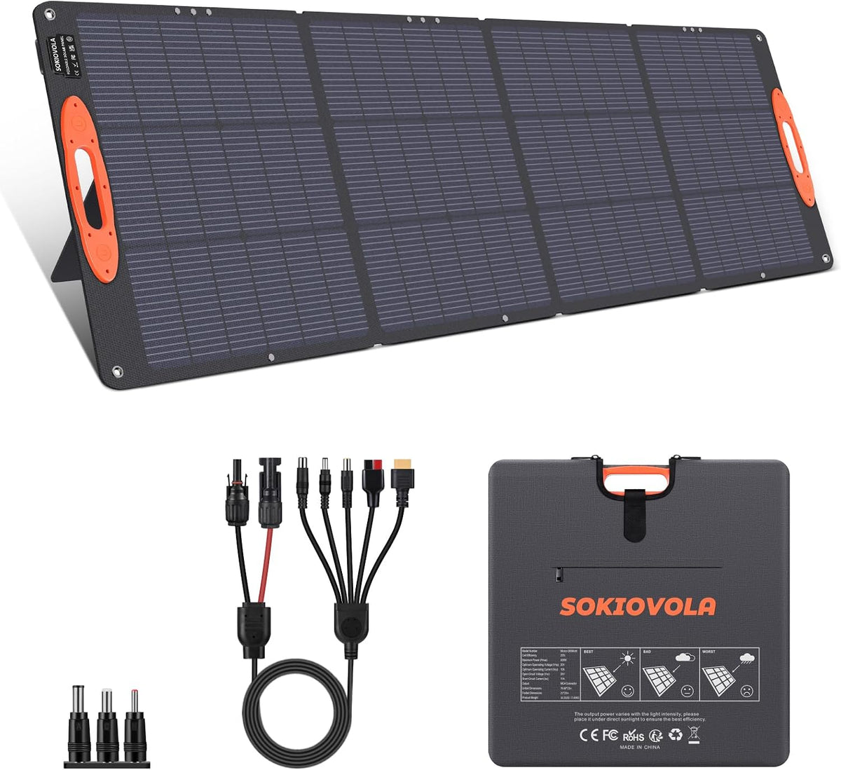 SOKIOVOLA N-Type 16BB 200W Panel solar portátil para EF\/Jackery\/B...
