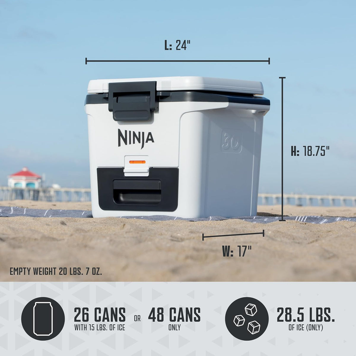 Ninja FrostVault - Enfriador duro de 30 cuartos con cajón de almace...