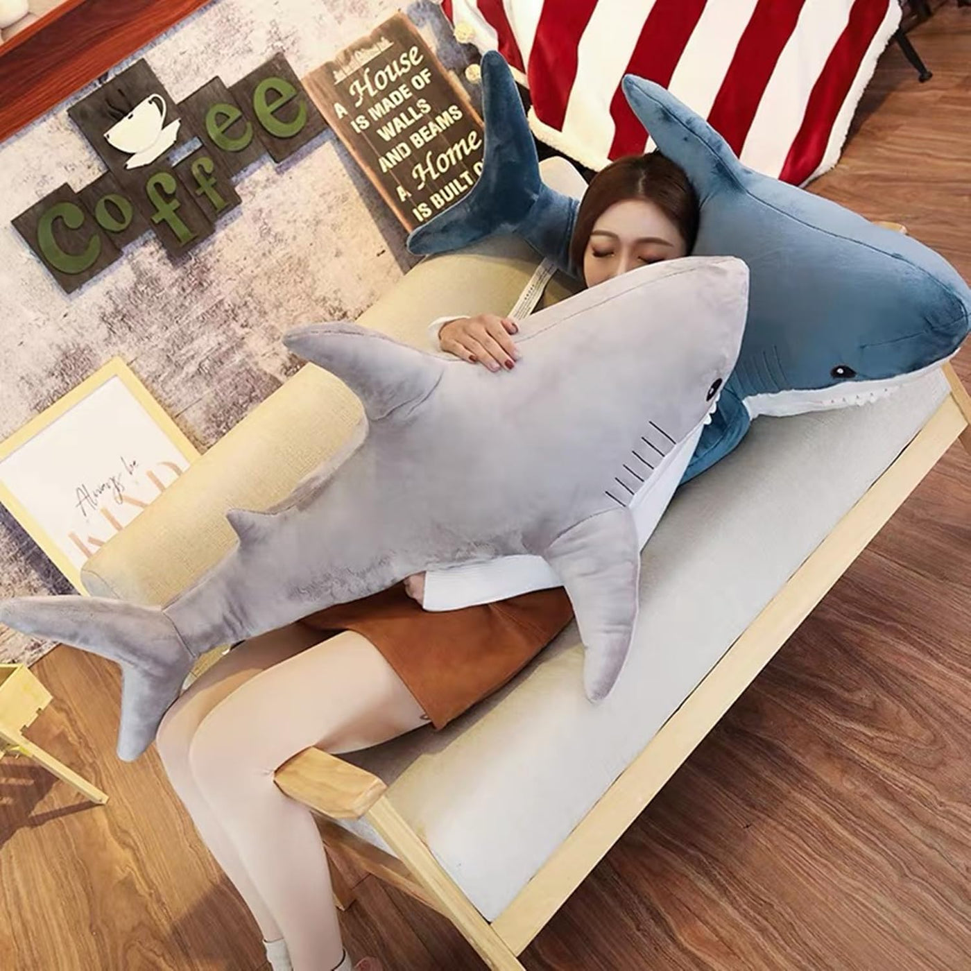 Ryttir Animal de Peluche XXL de Tiburón Gigante, Almohada de Tiburó...