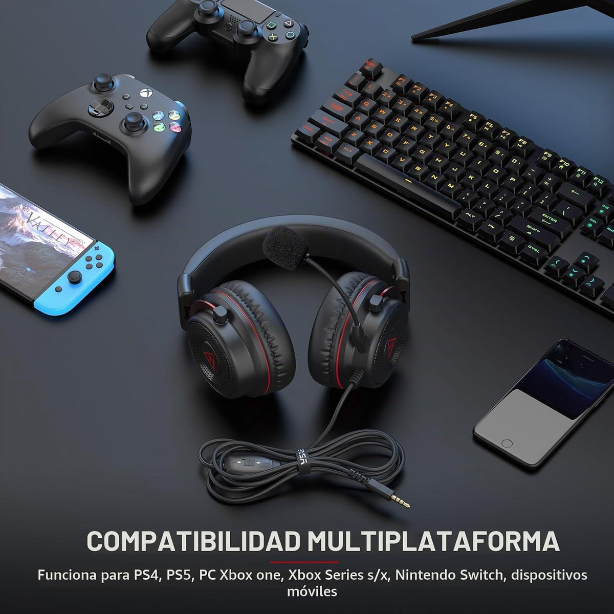 EKSA E900 - Auriculares para juegos con micrófono - Auriculares par...