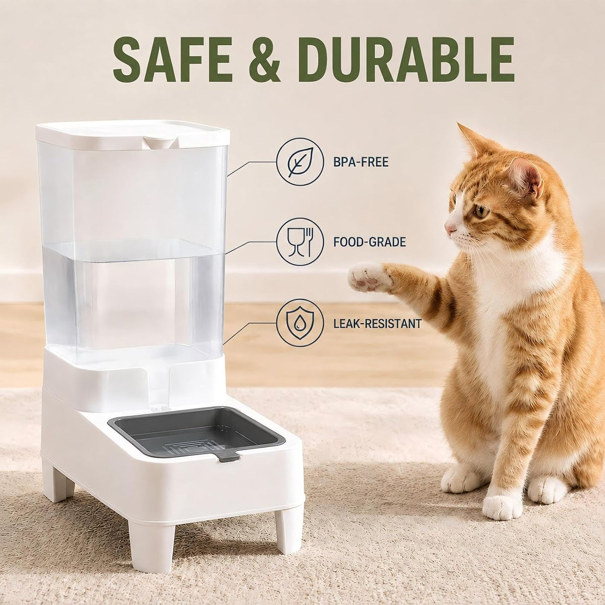 Dispensador automático del agua del gato de la gravedad elevó el re...
