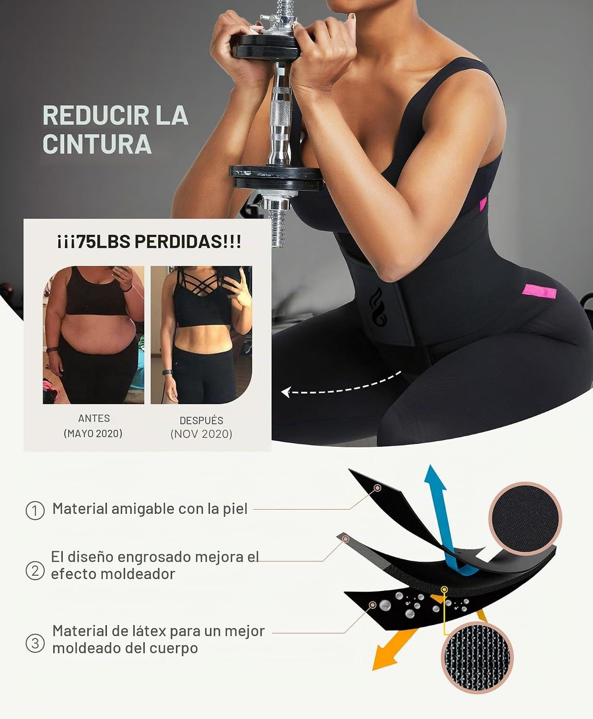 FeelinGirl - Corsé de cintura para entrenamiento de cintura, contro...