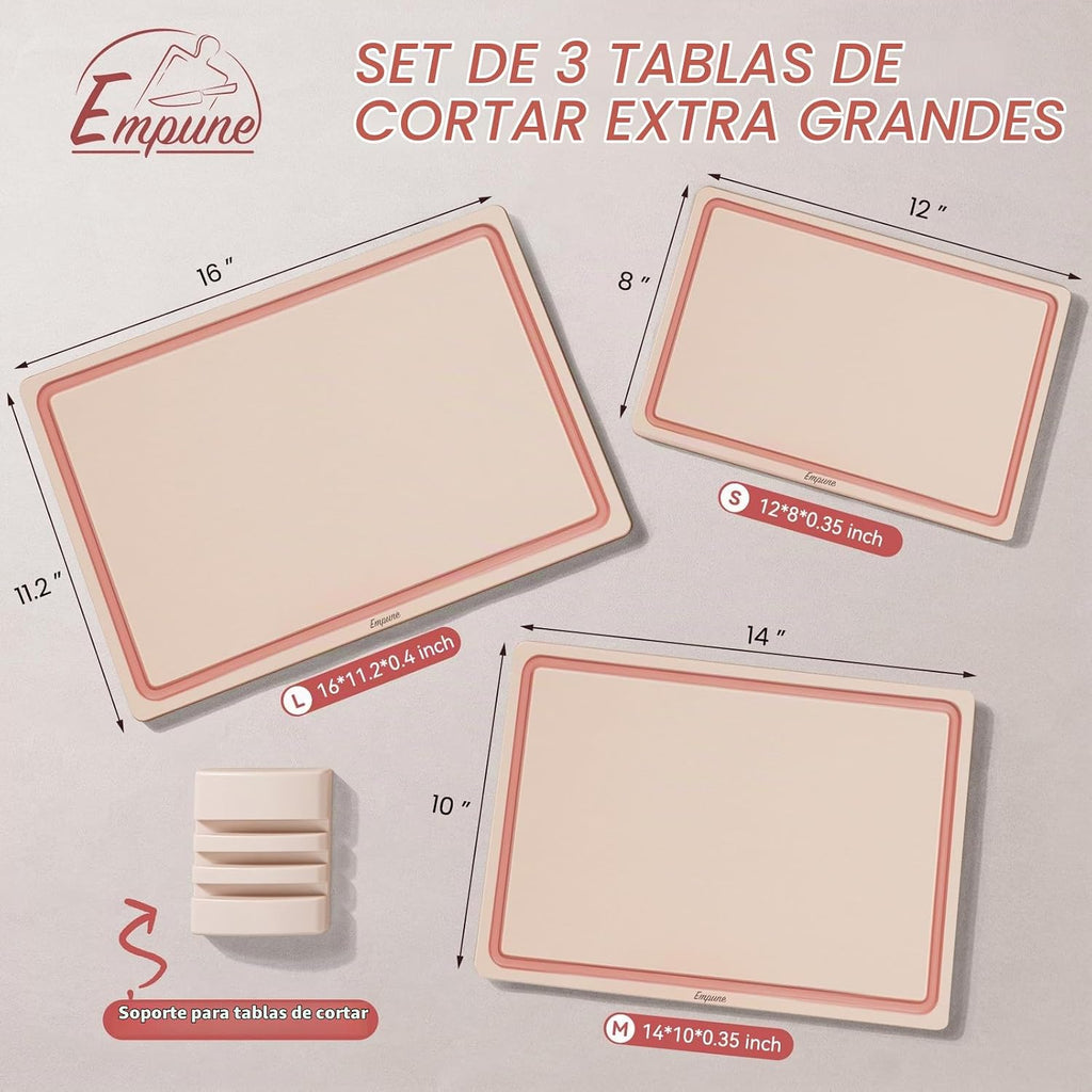 Empune - Juego de tabla de cortar de plástico, tablas de cortar de...