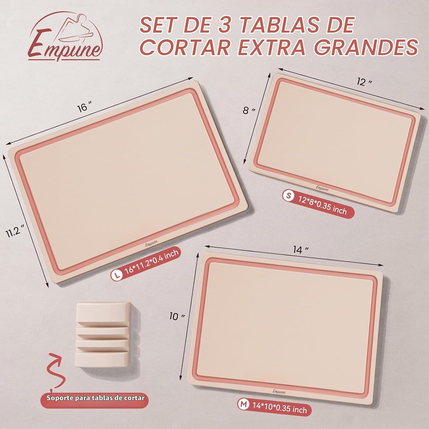 Empune - Juego de tabla de cortar de plástico, tablas de cortar de...