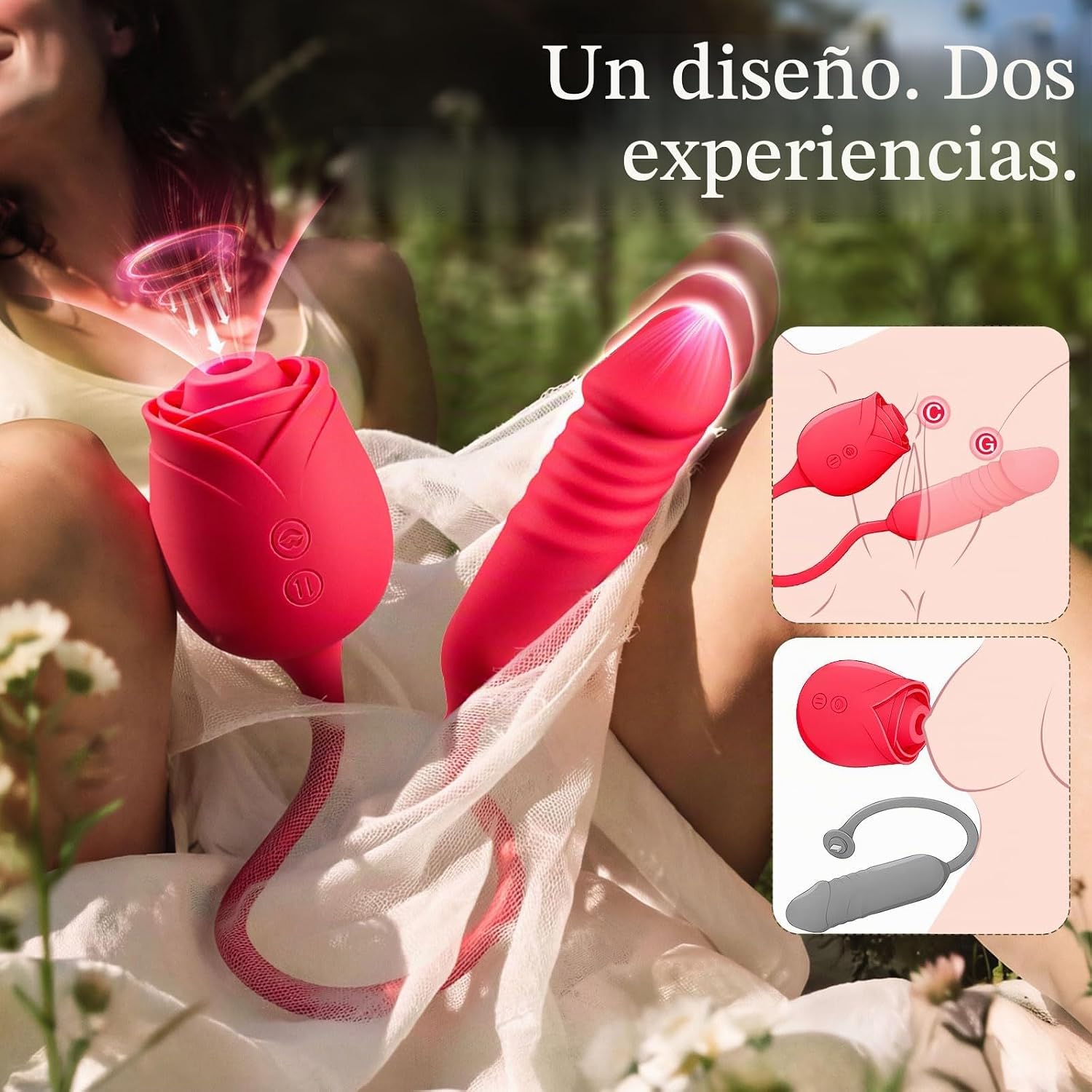 MOOLIGIRL Vibrador de juguete rosa con consolador de empuje, juguet...
