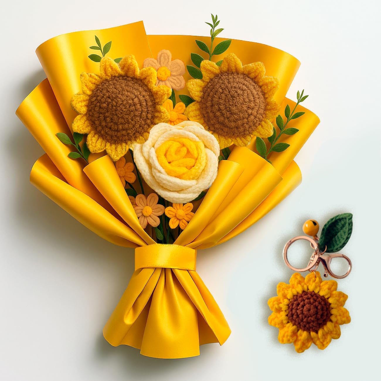 AMARILO - Ramo de flores de ganchillo con girasoles - Flores de hil...
