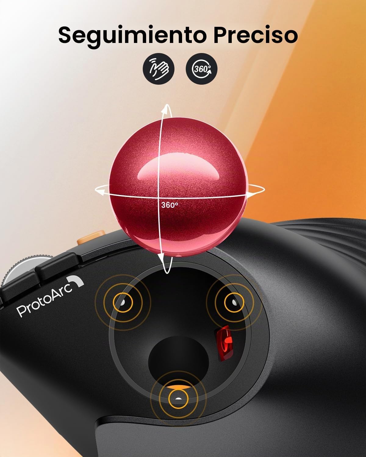 ProtoArc Ratón Trackball Inalámbrico Vertical, EM05 NL Ratón Ergonó...