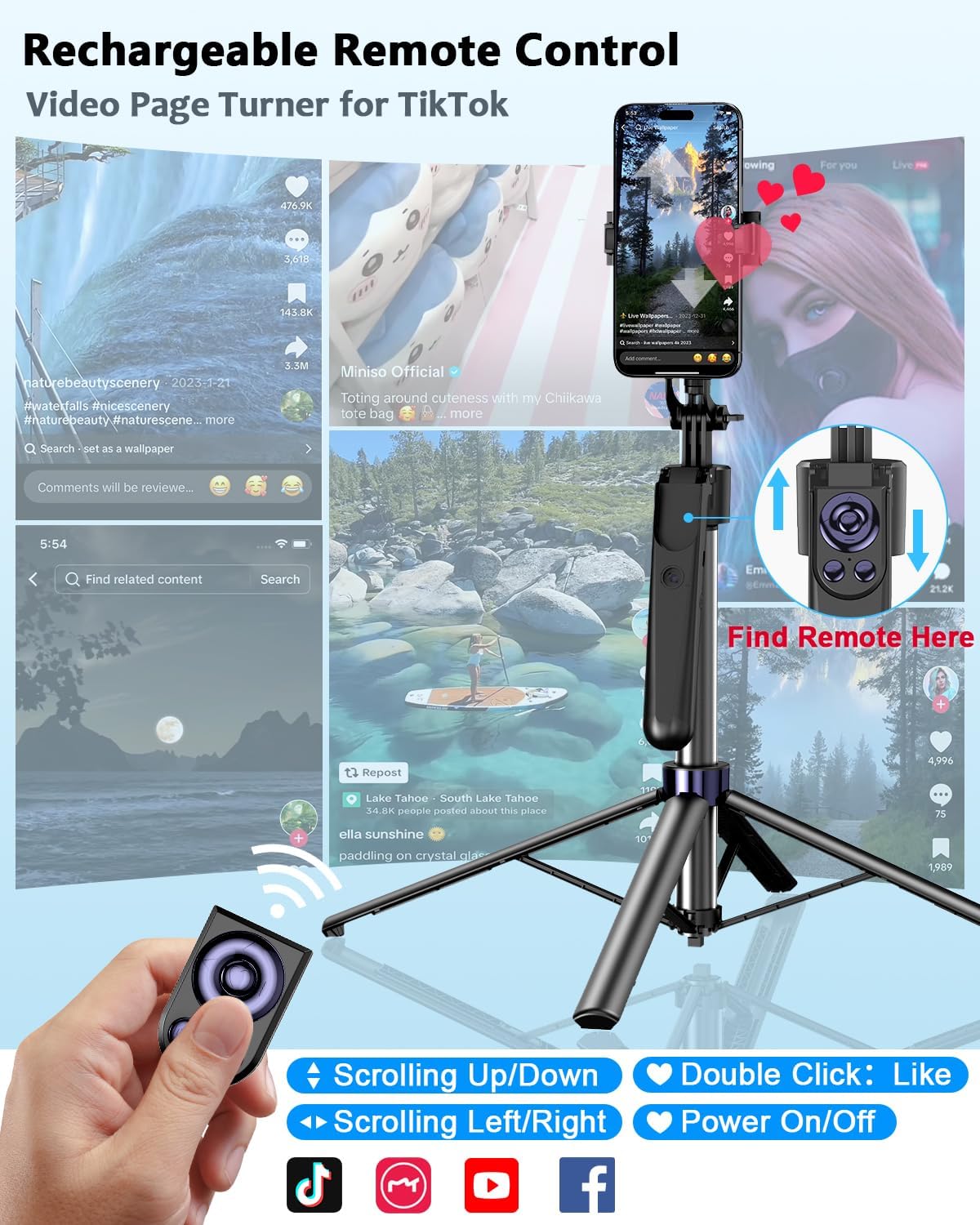 Kit de Vlogging para iPhone\/Android, trípode de seguimiento facial...