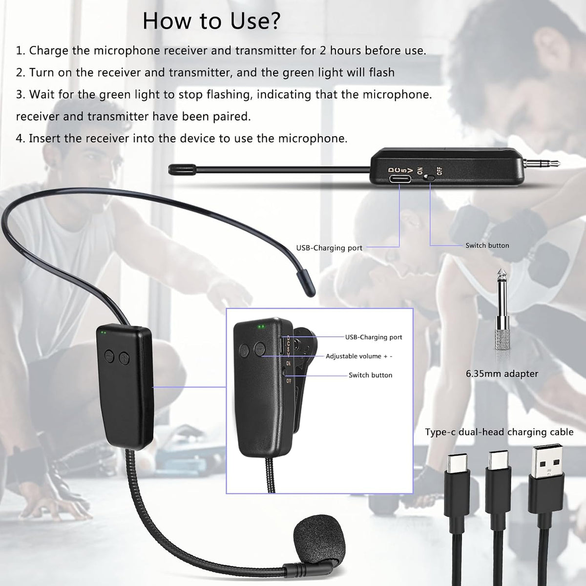Sistema de micrófono con auriculares inalámbricos profesional: micr...