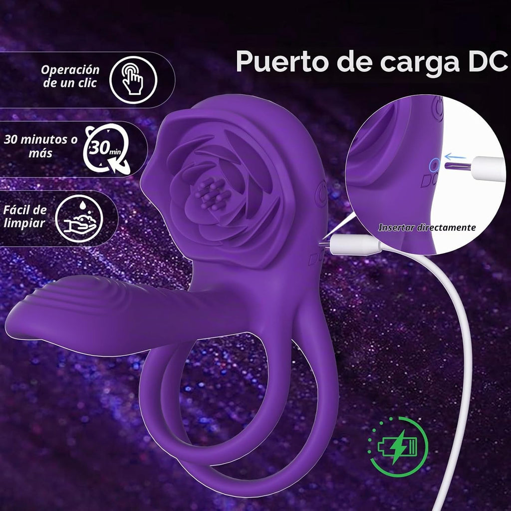 Juguete Sexual Rosa para Hombres y Mujeres - Anillo Vibrador para P...