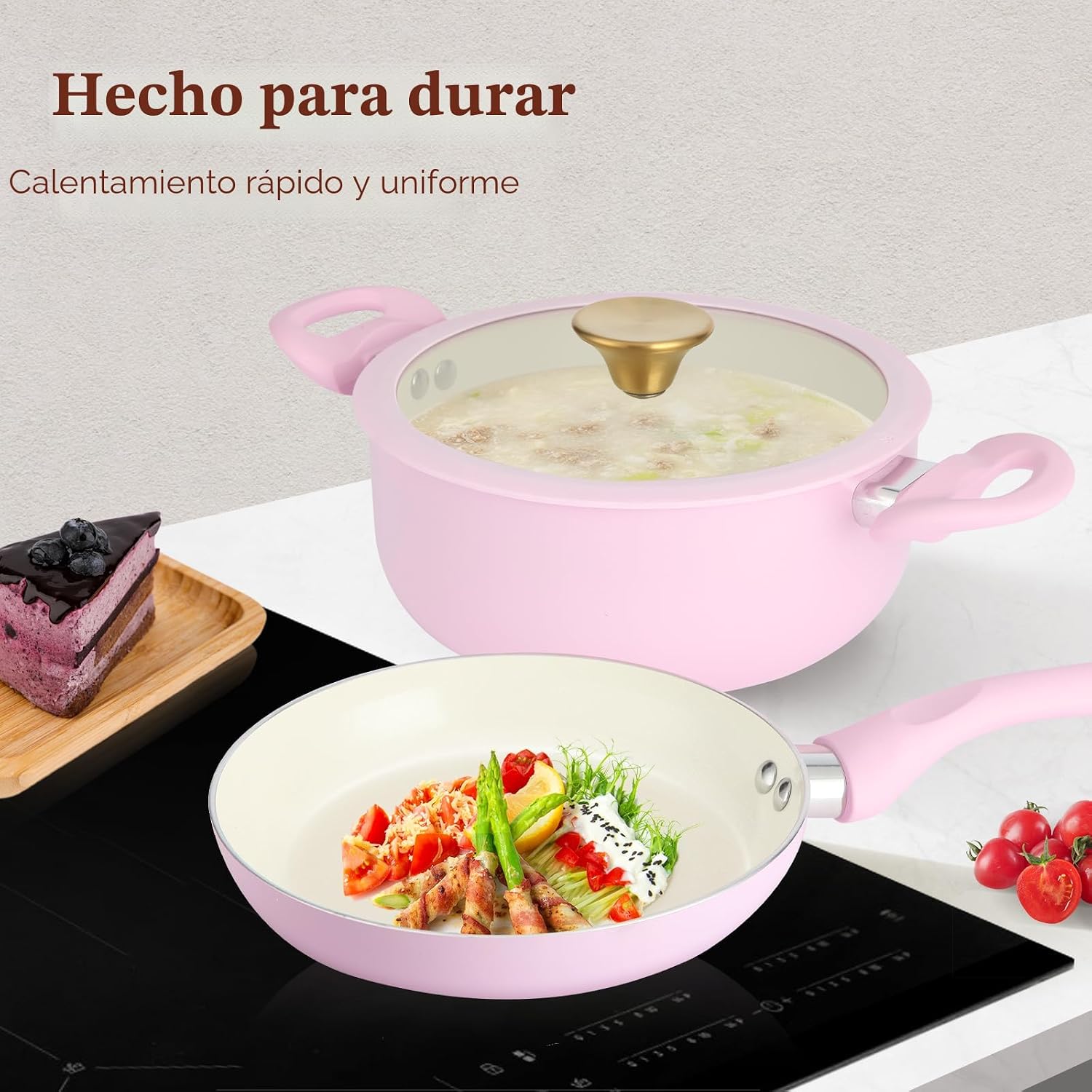 M MELENTA Juego de ollas y sartenes antiadherentes, juego de utensi...
