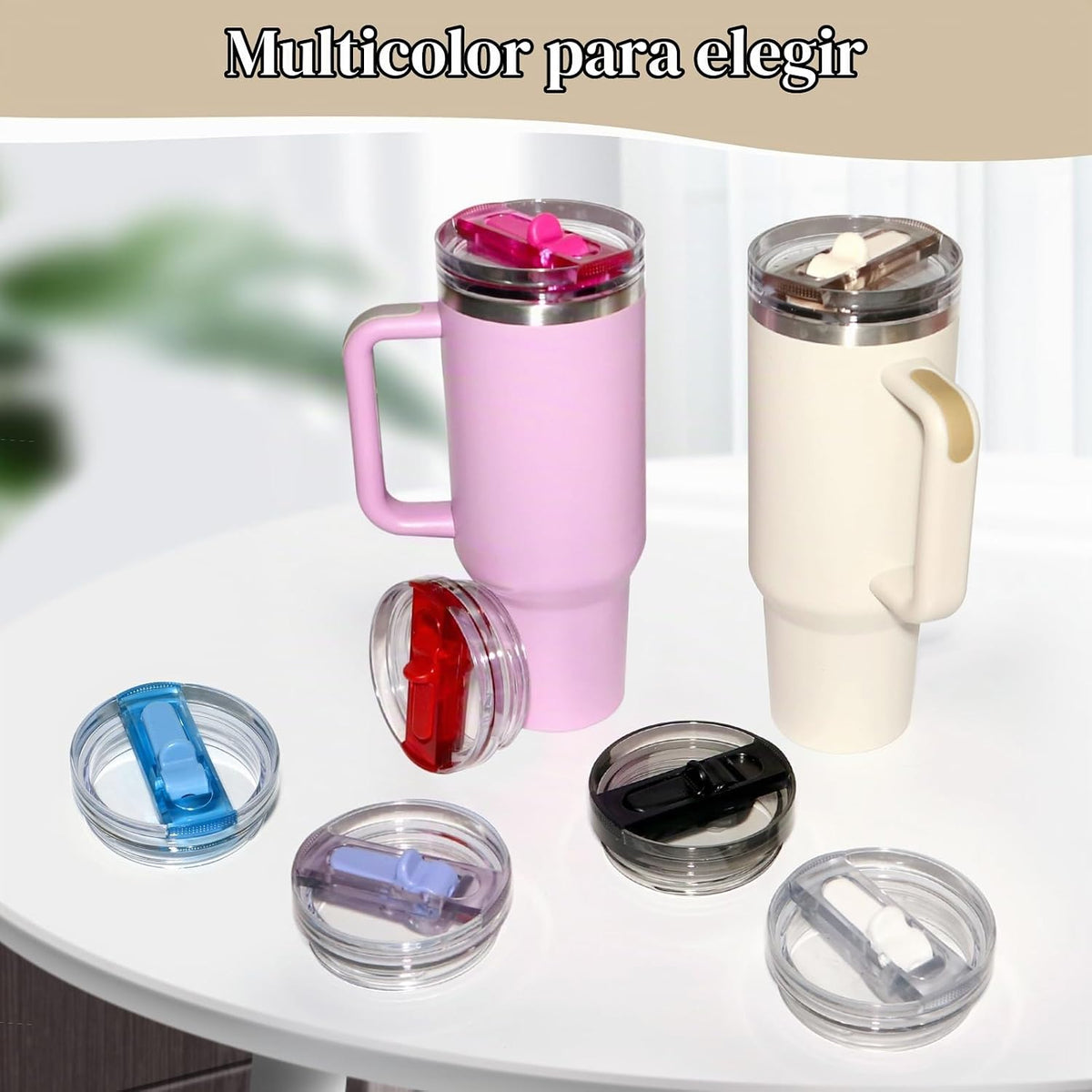 Paquete de 2 tapas con pajita plegable de 1183 ml mejoradas para St...