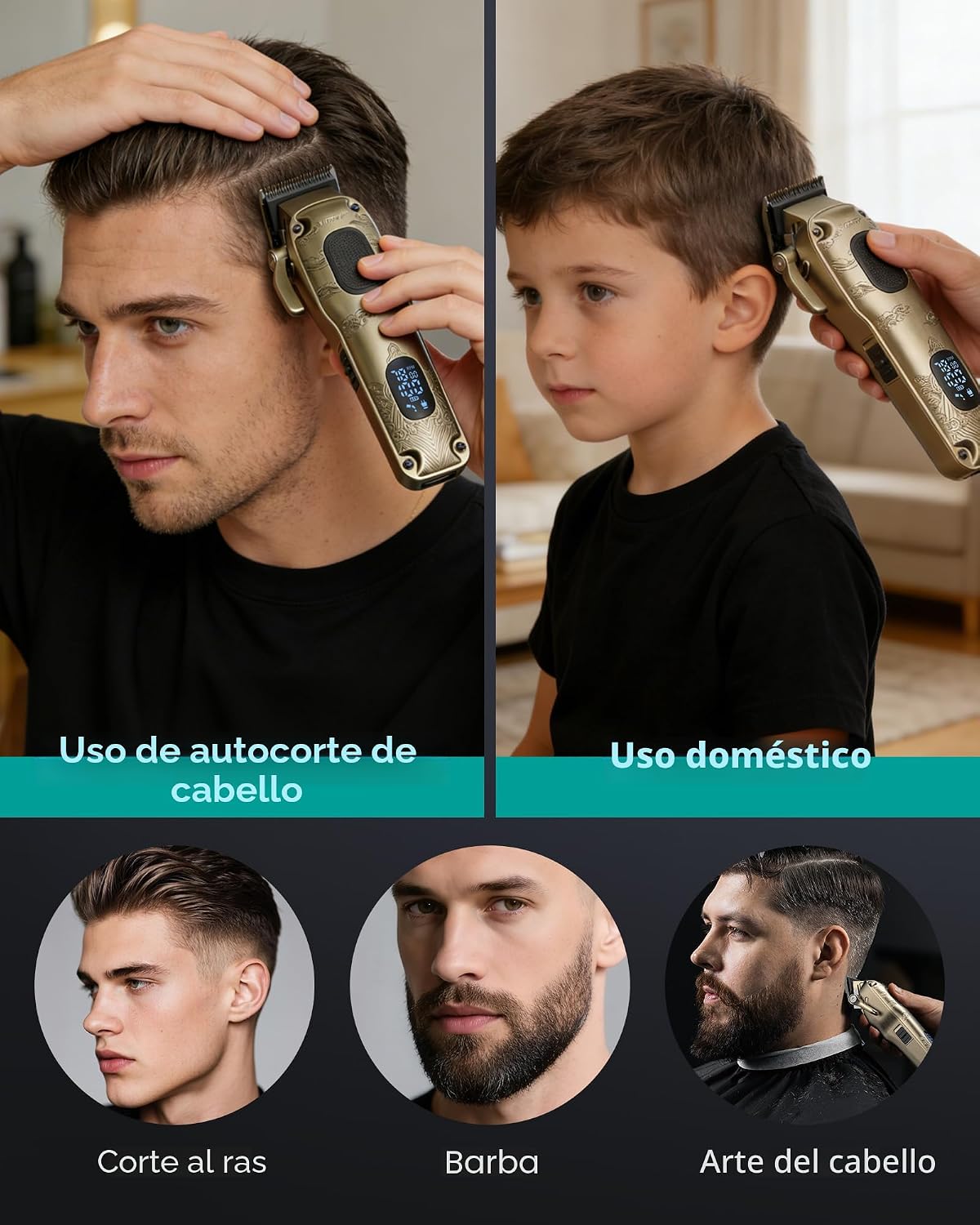 VGRPRO Cortapelos para hombre profesional, inalámbrico y con cable...