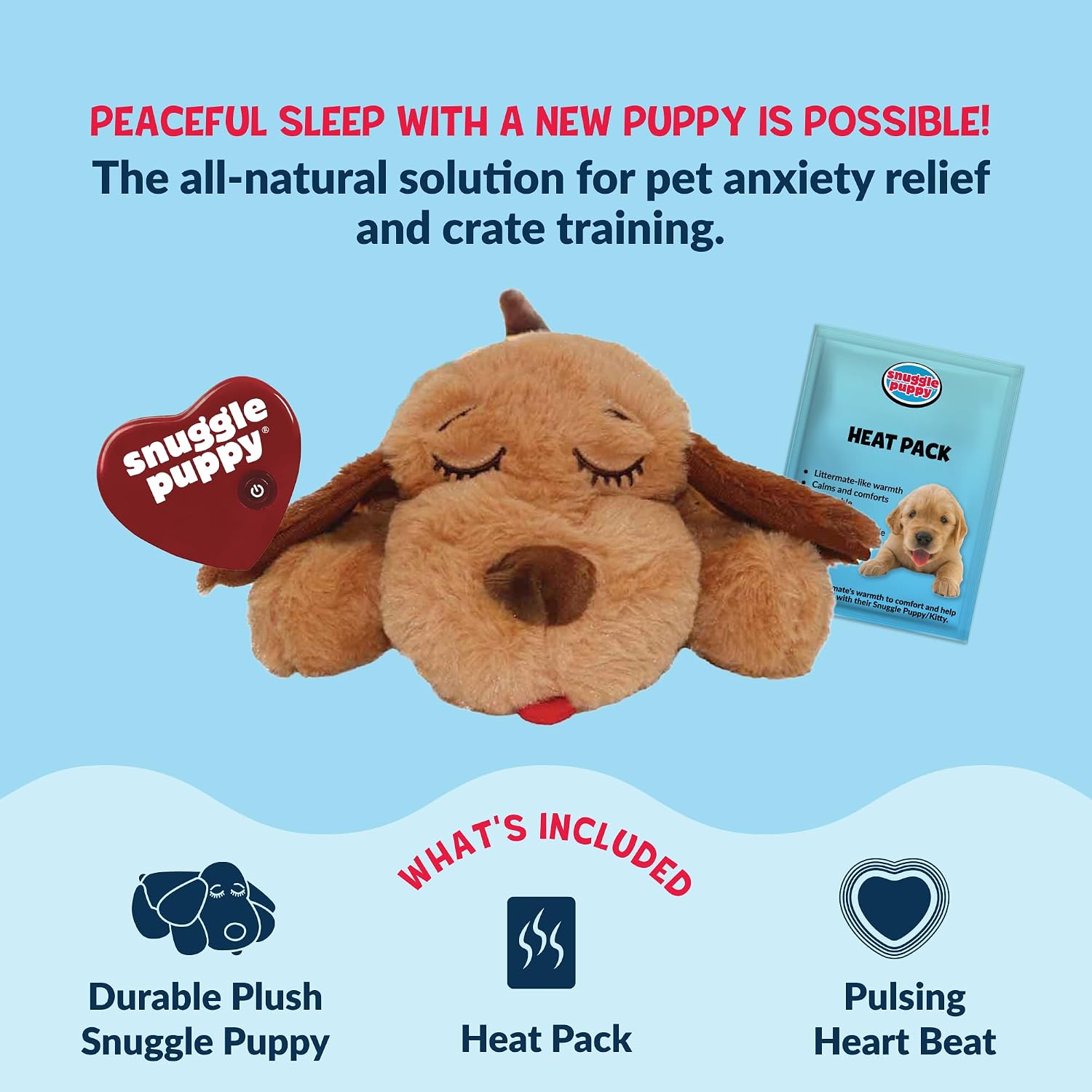 Snuggle Puppy Juguete original para cachorros con pulso y paquete d...
