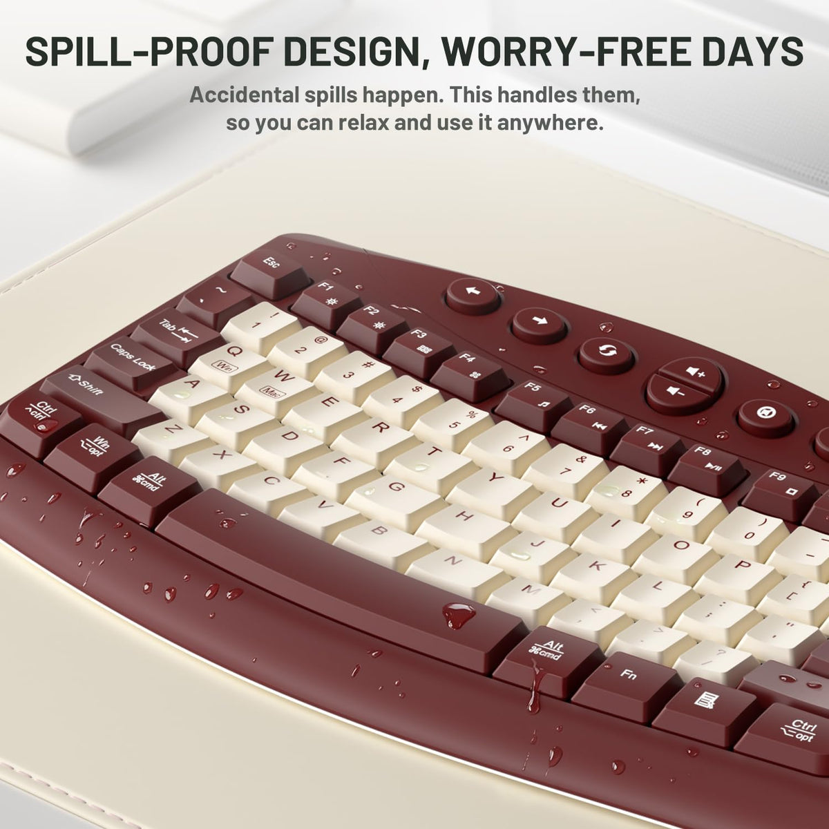 Teclado inalámbrico y ratón Combo silencioso ergonómico diseño curv...