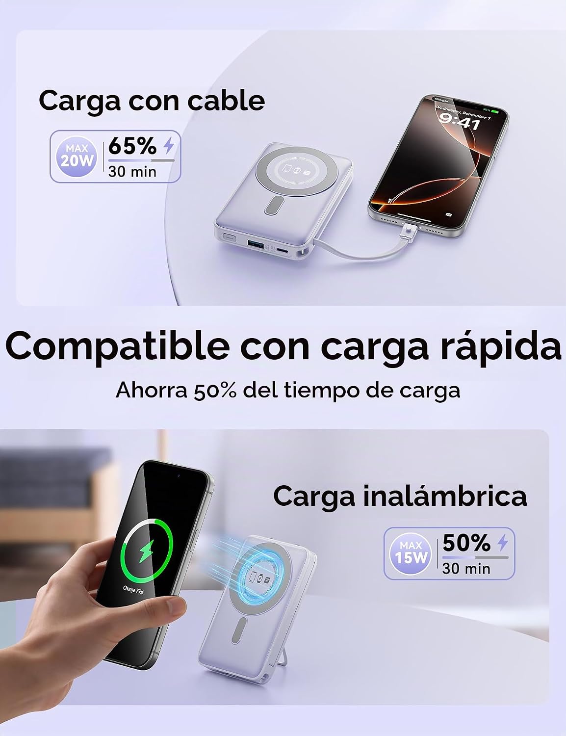 para cargador portátil Magsafe 10000mAh 20W carga rápida banco de e...