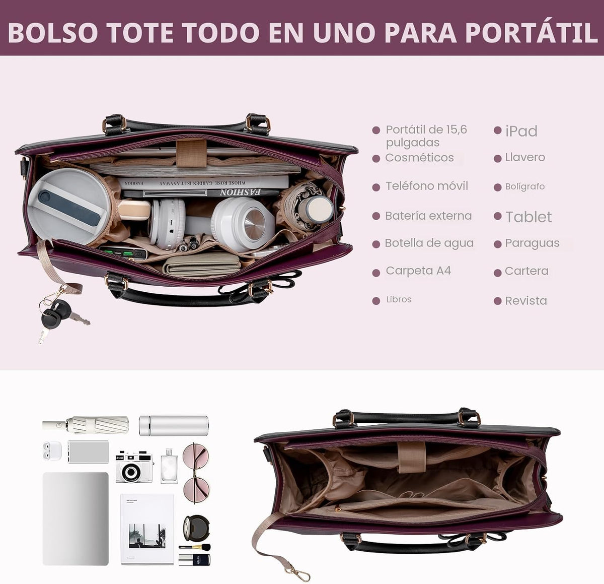 LOVEVOOK Bolsa Tote para Laptop para Mujeres, Bolsa de Trabajo de C...