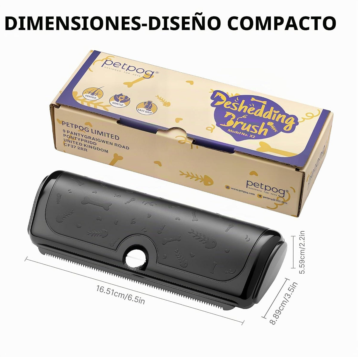PetPog - Cepillo para perros para pelo corto, color negro | Hoja de...