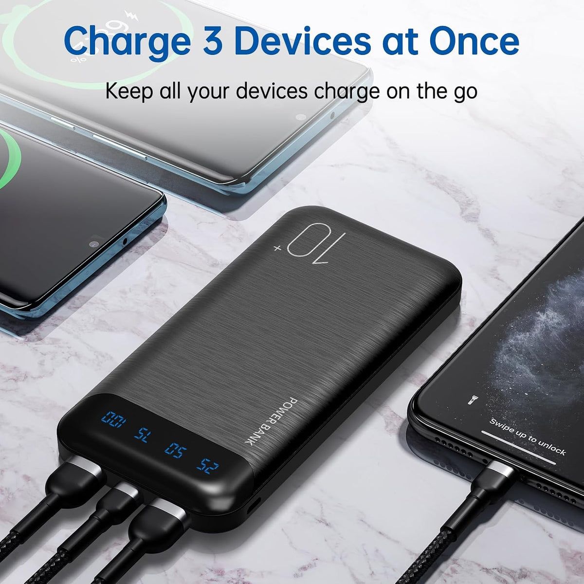 Power Bank - Cargador portátil de 10000 mAh con 2 salidas USB 2.4A...