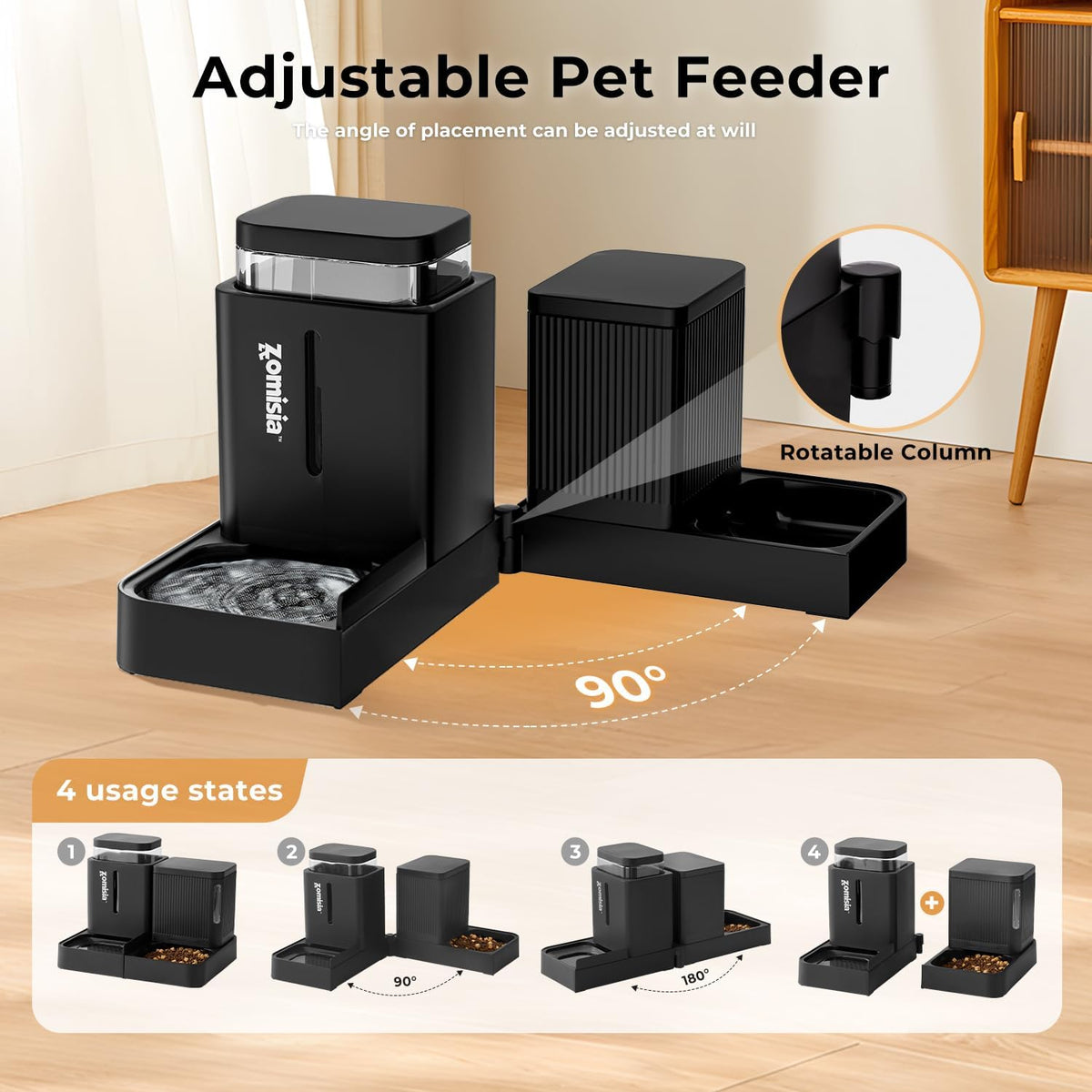 ZOMISIA - Alimentador de gravedad para gatos y dispensador de agua,...