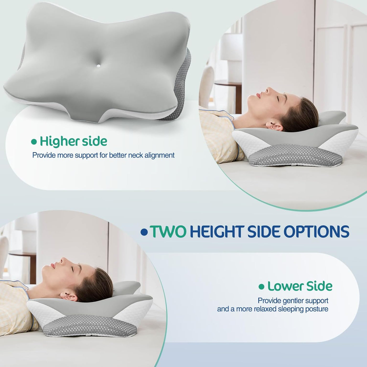 JOYENERGY Almohada cervical ergonómica de espuma viscoelástica para...