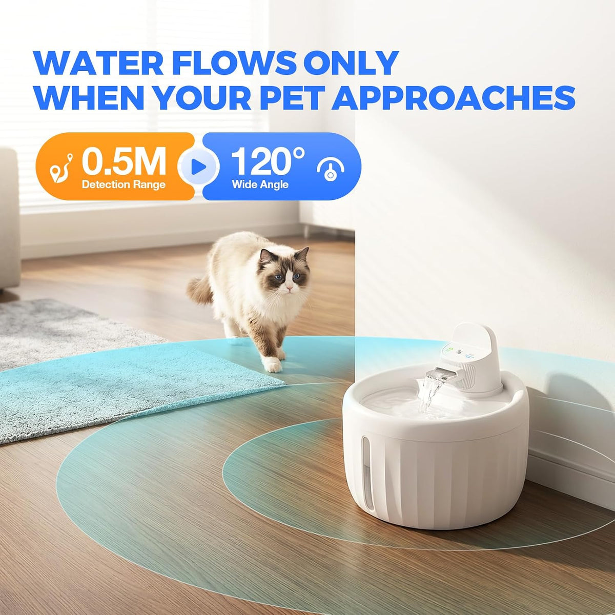 Fiveda Fuente de agua inalámbrica para gatos, dispensador de agua |...