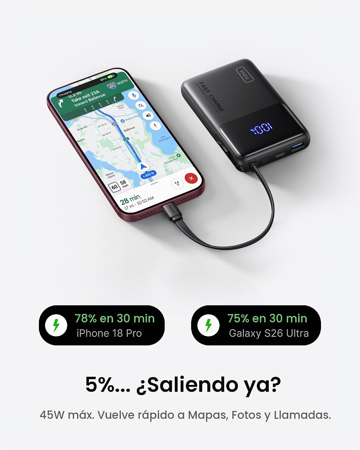 Cargador portátil INIU, banco de energía de carga rápida más pequeñ...
