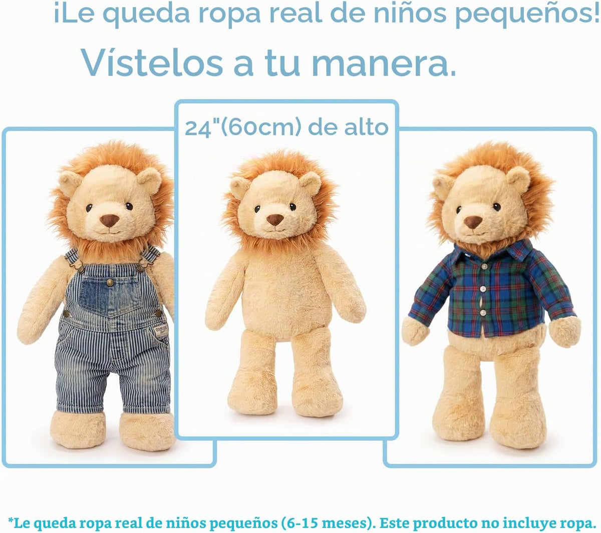 WEIGEDU Animal de peluche aderezable para ropa de niños de 3 a 6 me...