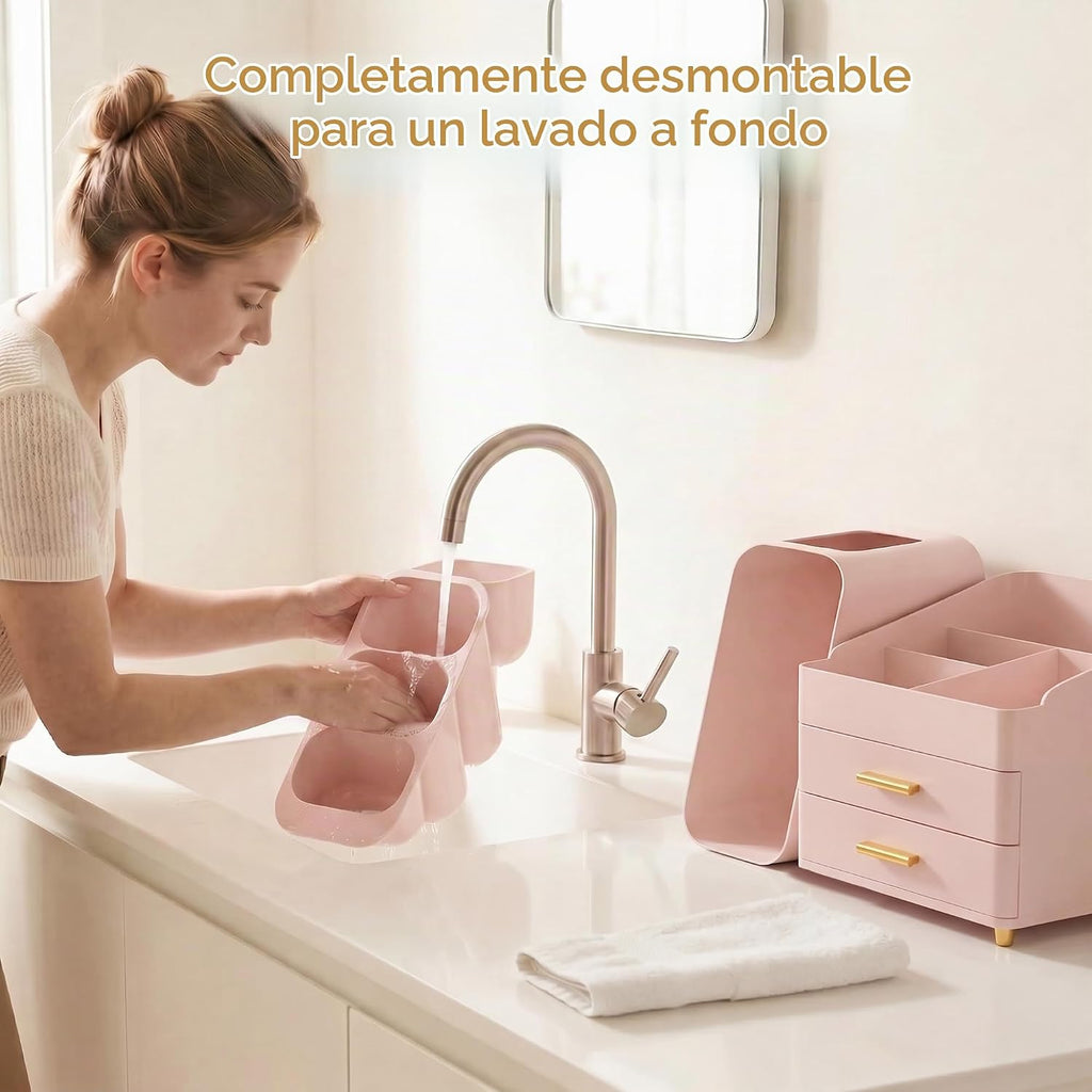 Asdbko Organizador de maquillaje de gran capacidad con soporte para...