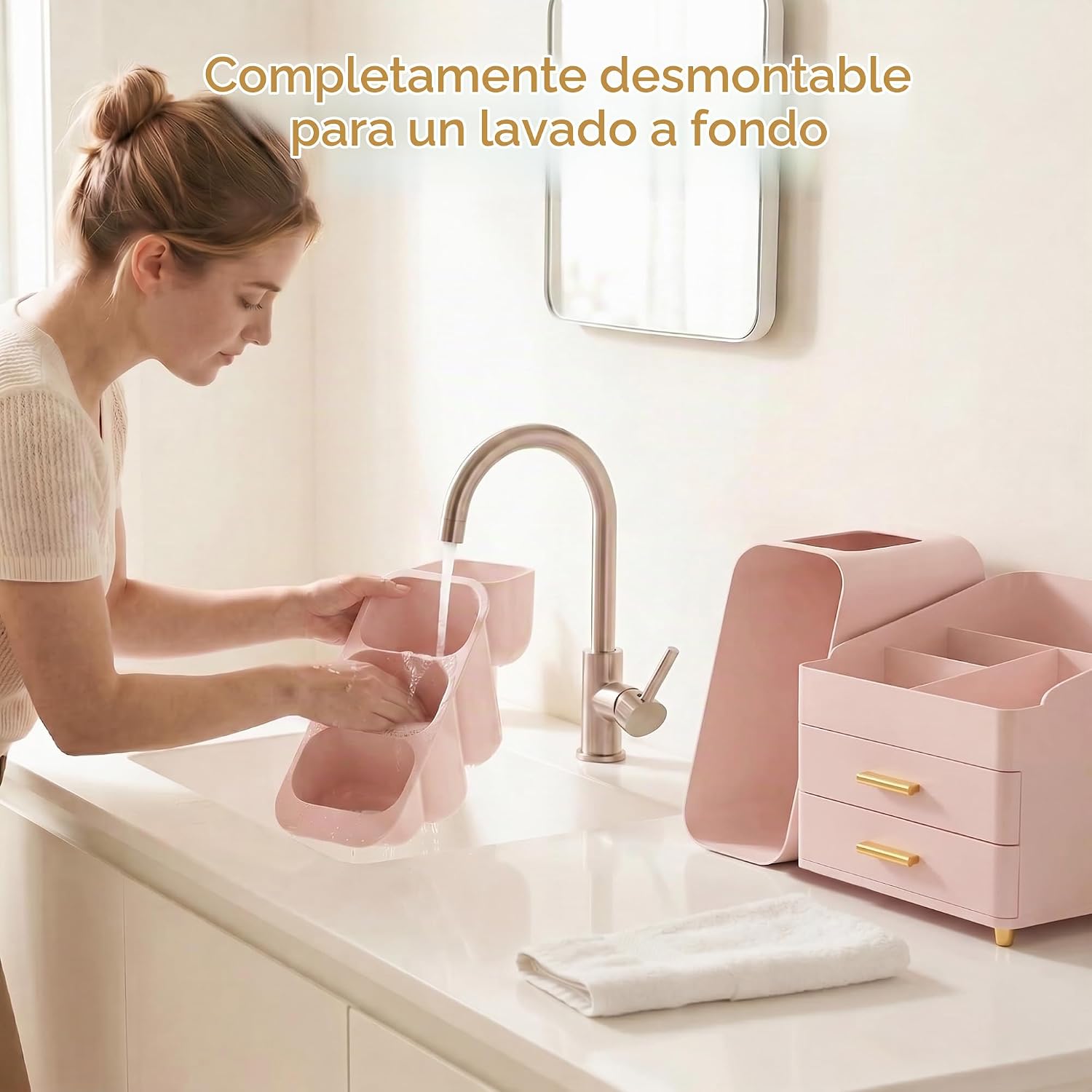 Asdbko Organizador de maquillaje de gran capacidad con soporte para...