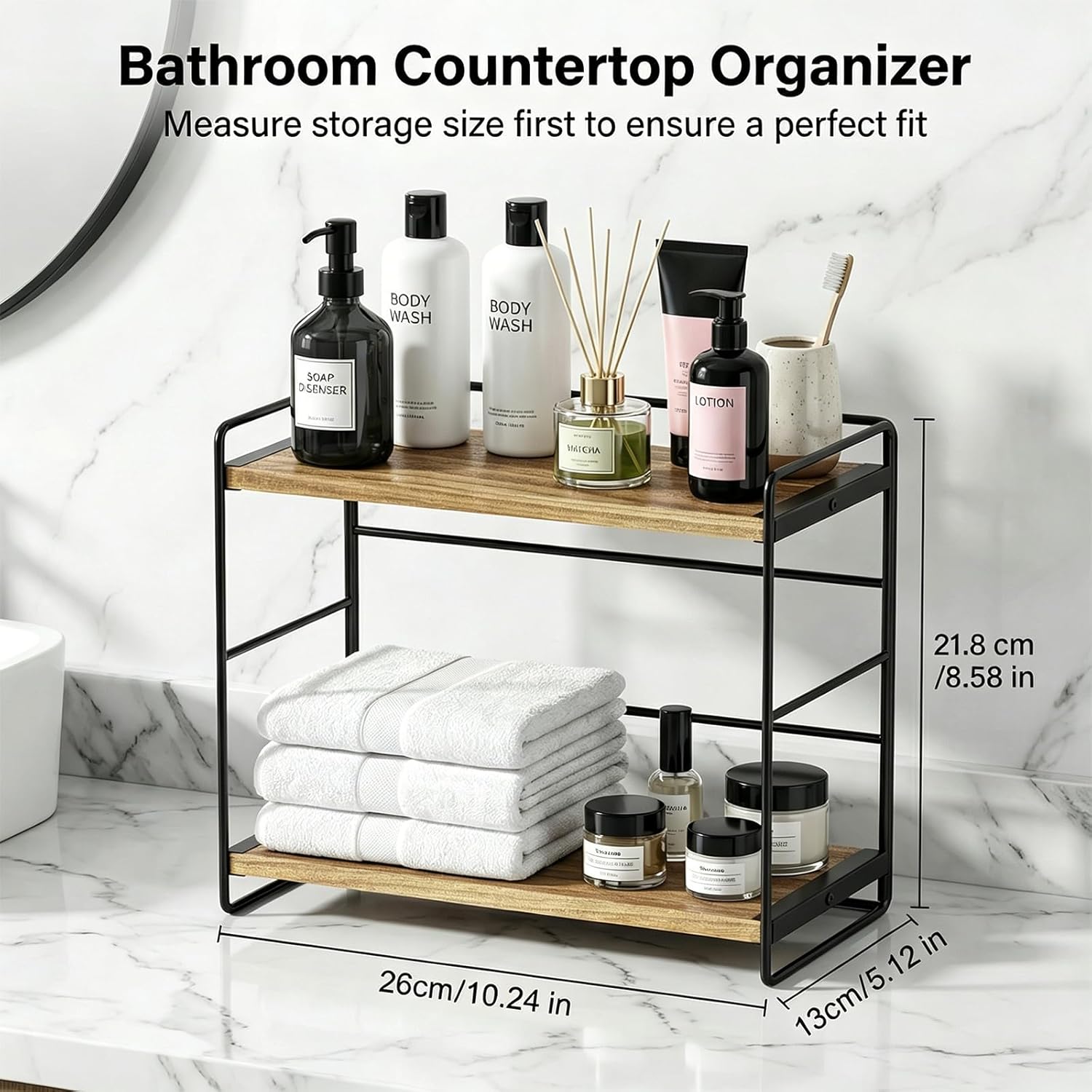 SRIWATANA Organizador de encimera de baño de 2 niveles, juego de 2,...