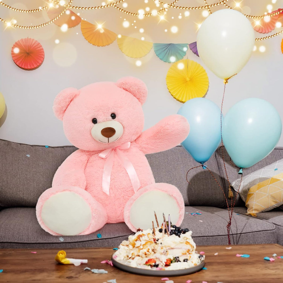 Tezituor Oso de peluche rosa, oso de peluche grande de 40 pulgadas,...