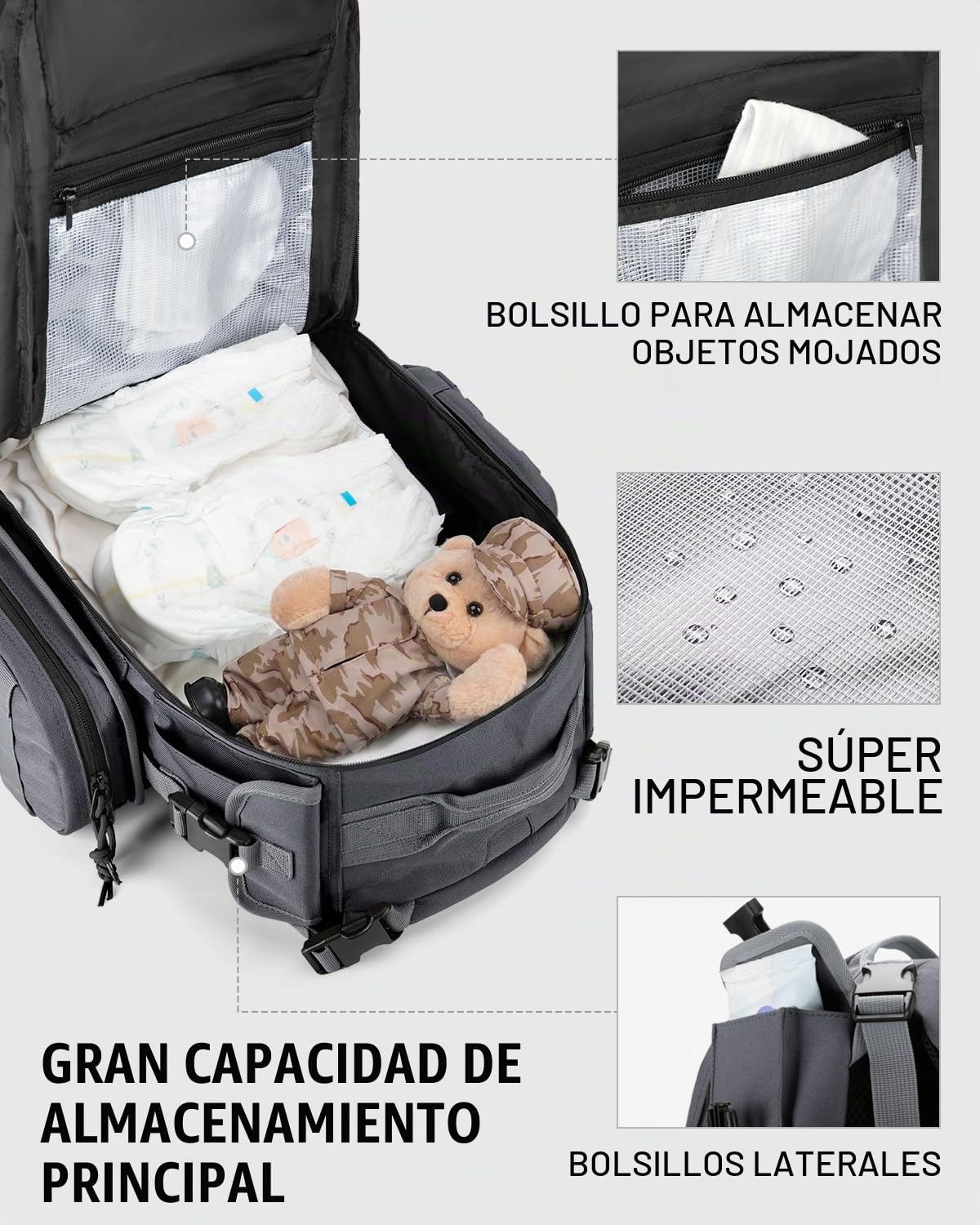 Dinictis Mochila de pañales de 40 L para papá, bolsas de pañales de...