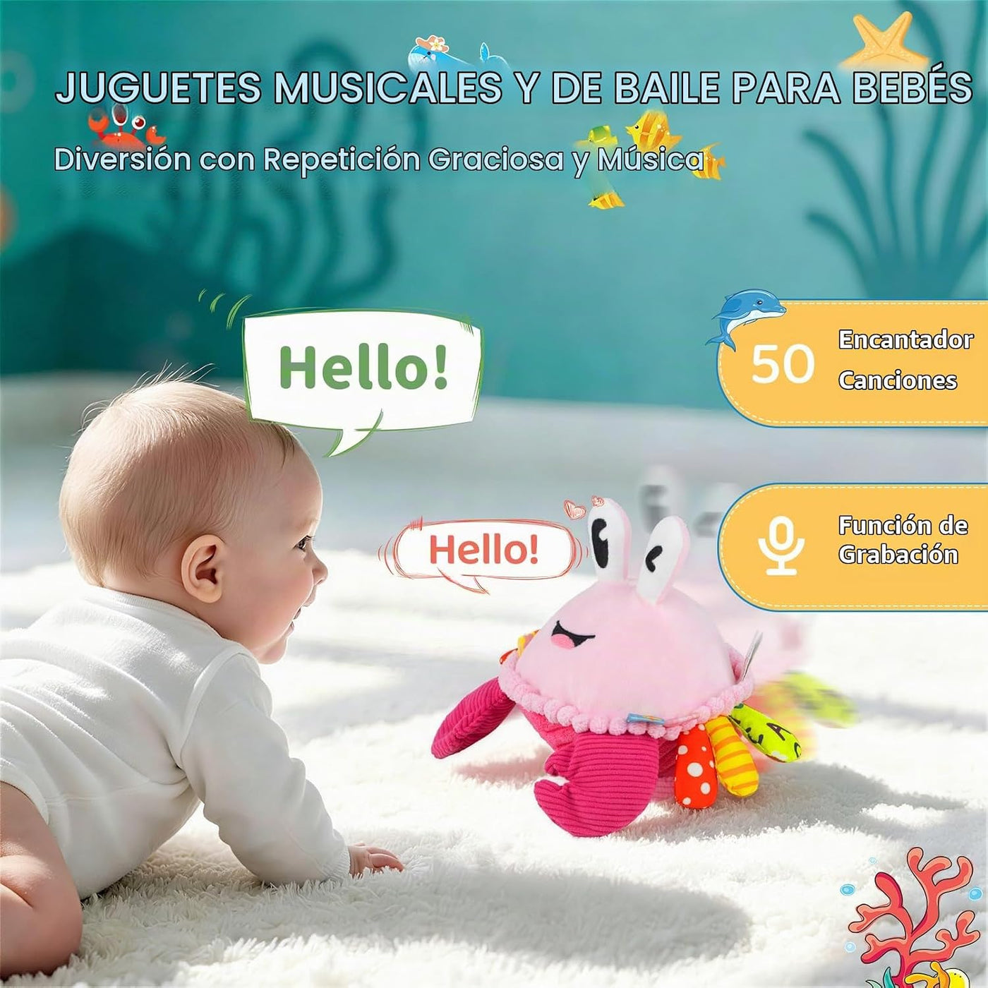 Juguetes para bebés para niñas de 1 año, juguete interactivo para b...