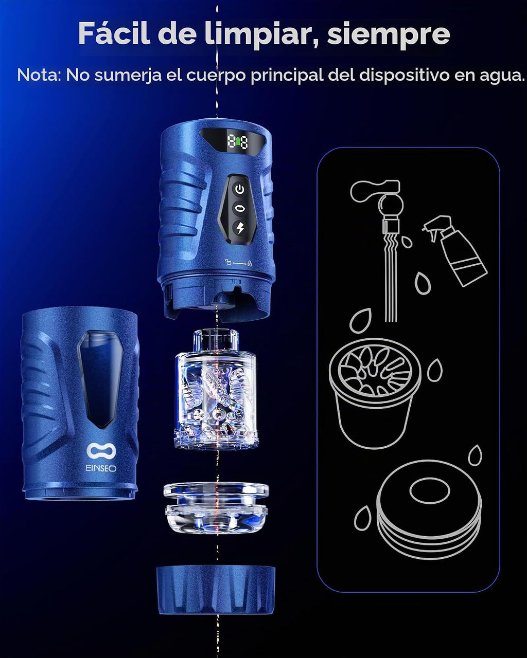 EINSEO Masturbador masculino de succión con manga profunda de 7.1 p...