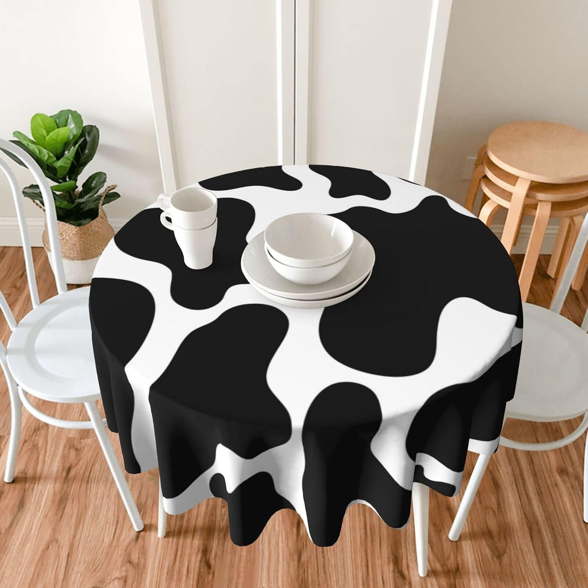 KTLYSMDX Mantel redondo de vaca Stria de 60 pulgadas, tela decorati...