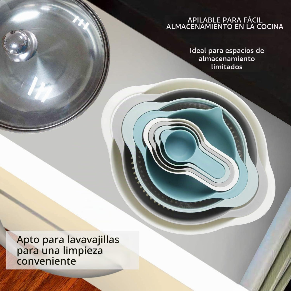 Juego de 13 piezas de tazón para mezclar, accesorios para acampar e...