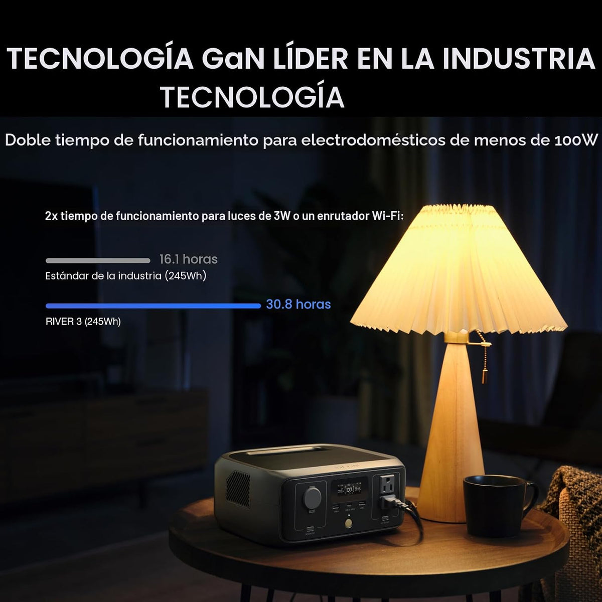 EF ECOFLOW Estación de energía portátil RIVER 3, 245Wh 550W | Carga...