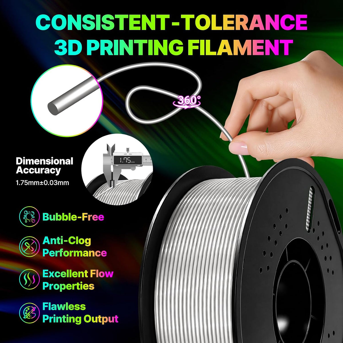 Colourbing Filamento de impresora 3D flexible de TPU 95A, suave y e...