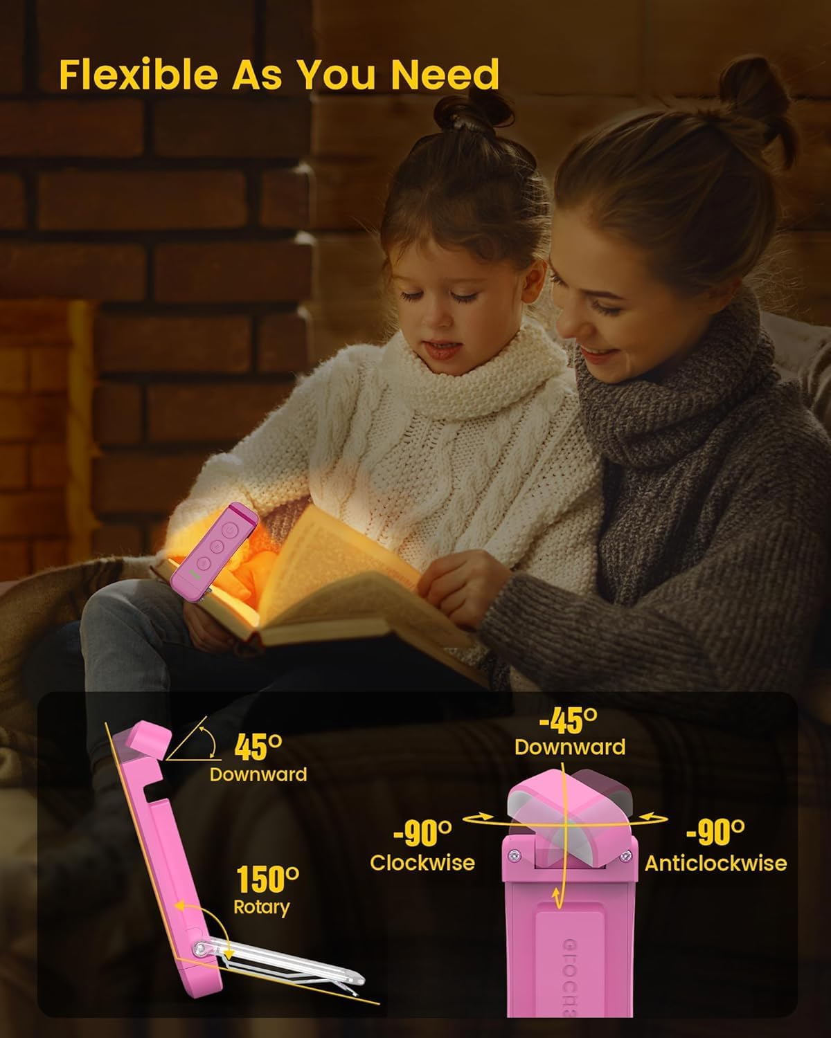 Glocusent Book Light Duo: Lámpara ancha para el cuidado de los ojos...