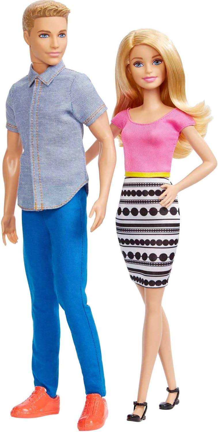Paquete de 2 muñecos Barbie y Ken | Con cabello rubio y ropa colori...