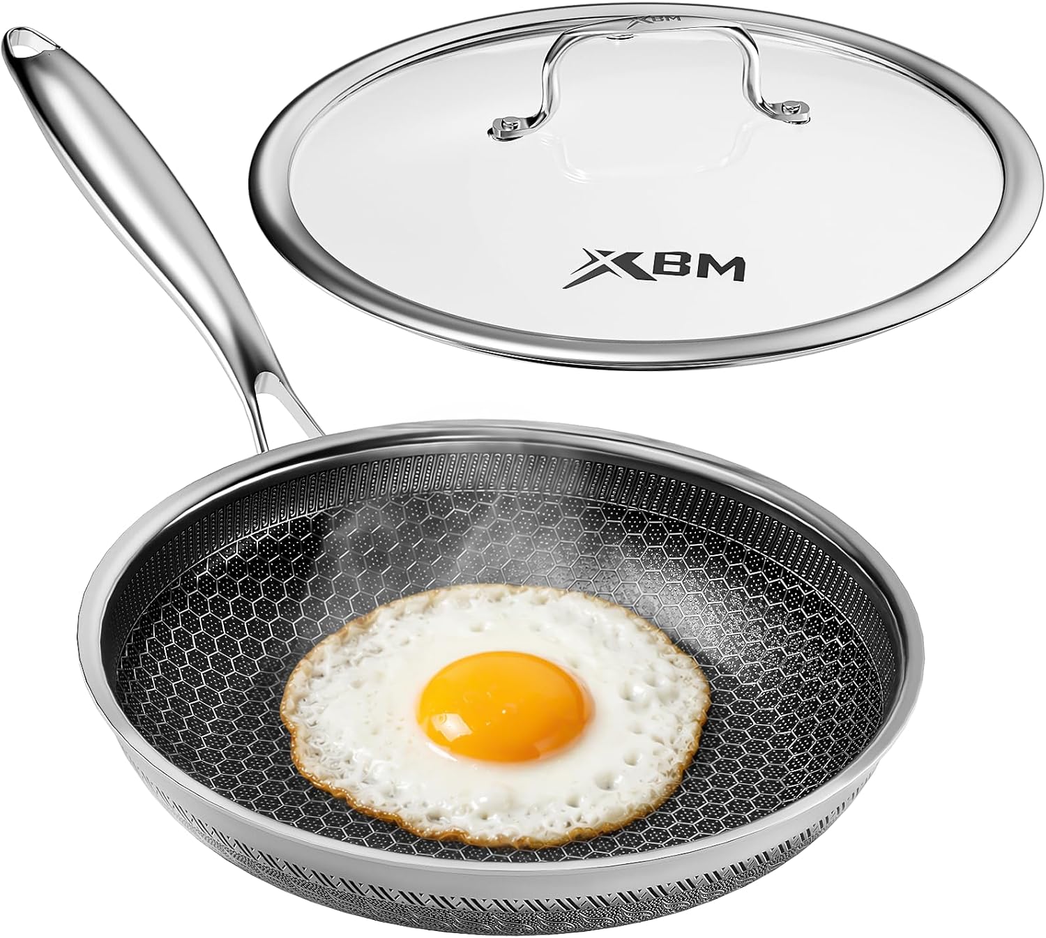 XBM Sartén antiadherente de 7 pulgadas, sartén de acero inoxidable...